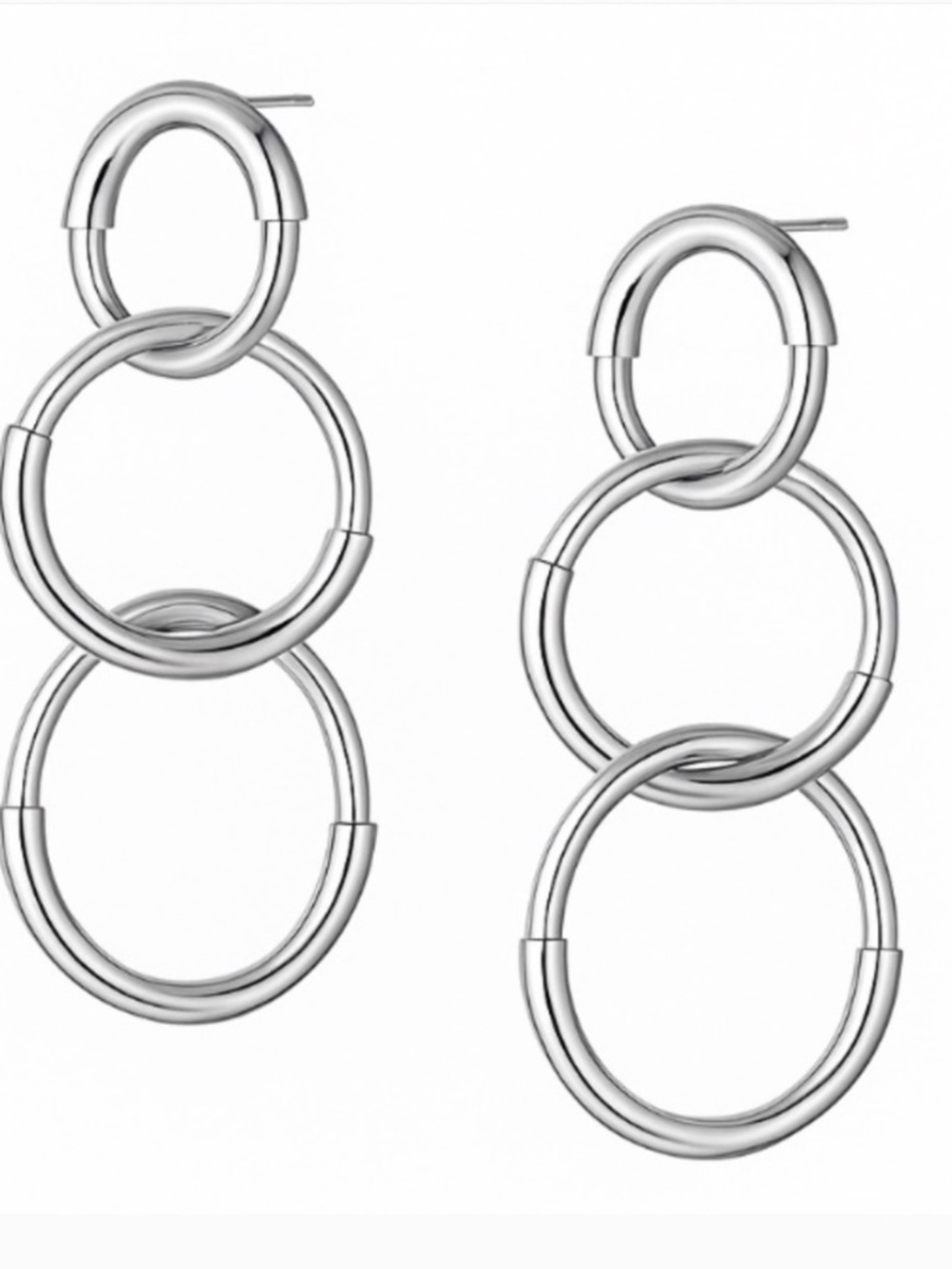NWT Jenny Bird Ossie Earrings Silver Statement Hoops Sculptural Drop - Picture 4 of 4